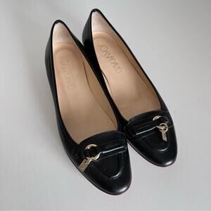 Joan & David Black Leather Flats
